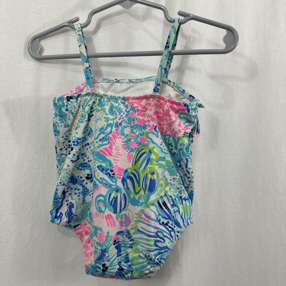 Lilly Pulitzer Lydia Colorful Ruffle Infant Swimsuit One Piece Size 6-12 Months - Picture 2 of 6